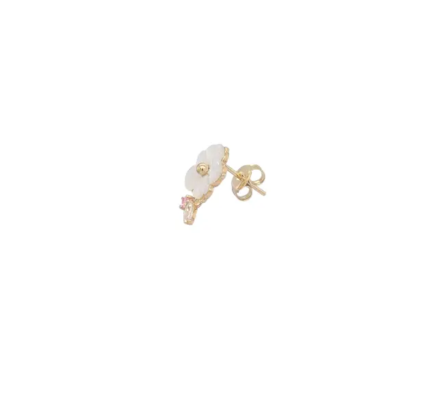NATURA EARRINGS FLOWER WITH LEAF PINK