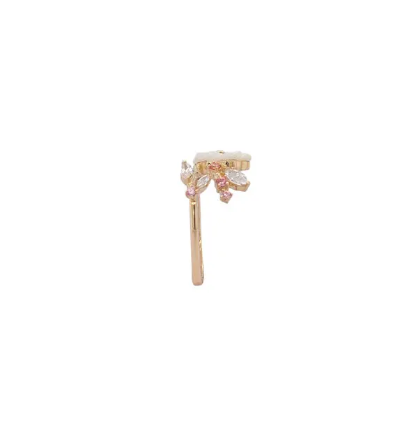 NATURA RING FLOWER WITH LEAF PINK