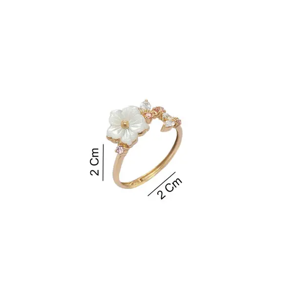 NATURA RING FLOWER WITH LEAF PINK