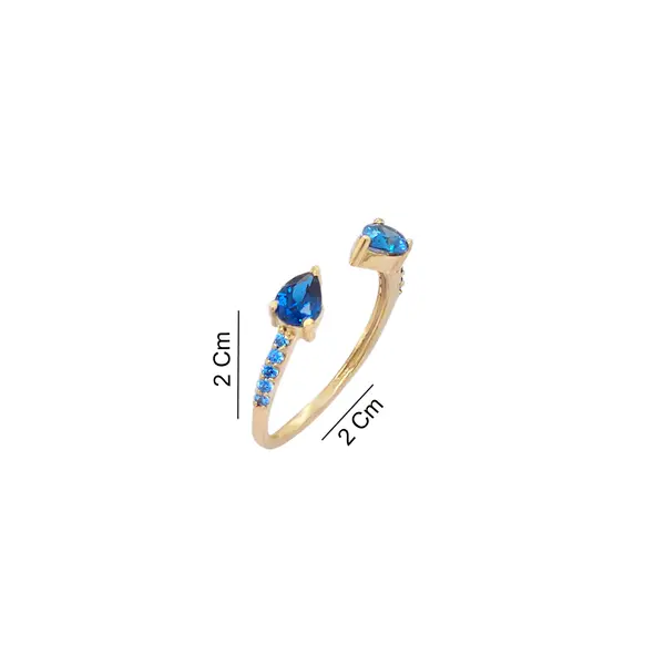 NATURA RING WITH 2 BLUE PEAR CUT CZ