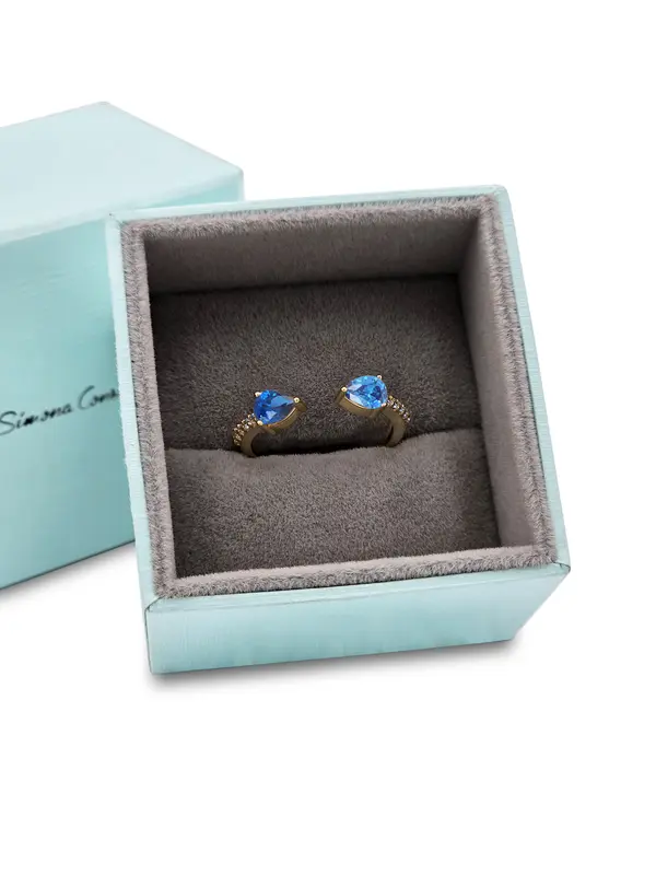 NATURA RING WITH 2 BLUE PEAR CUT CZ