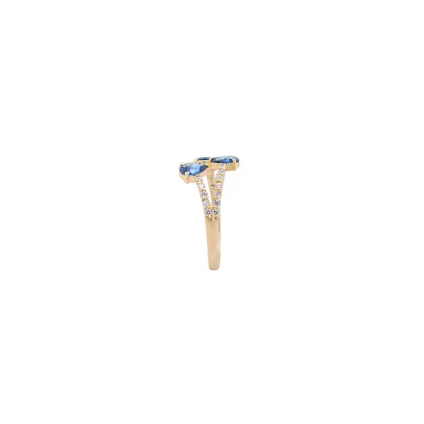 NATURA RING BYPASS WITH THREE PEAR SHAPED BLUE AND WHITE SMALL STONES