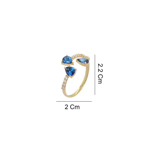 NATURA RING BYPASS WITH THREE PEAR SHAPED BLUE AND WHITE SMALL STONES