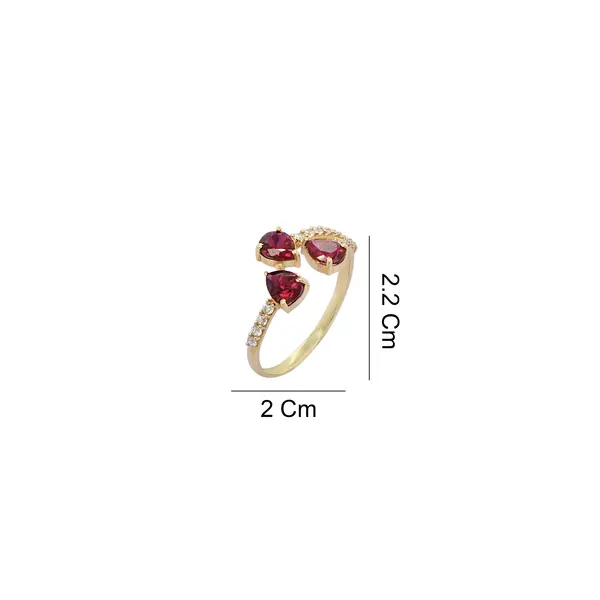 NATURA RING BYPASS WITH THREE PEAR SHAPED RED AND WHITE SMALL STONES