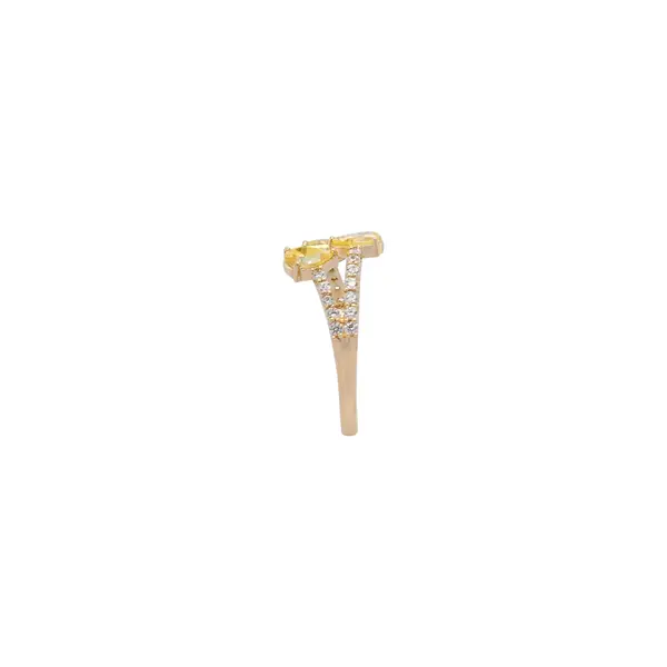 NATURA RING BYPASS WITH THREE PEAR SHAPED YELLOW AND WHITE SMALL STONES