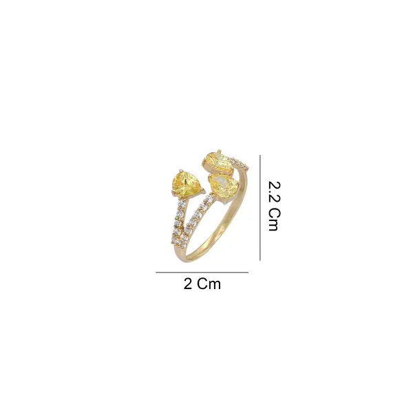 NATURA RING BYPASS WITH THREE PEAR SHAPED YELLOW AND WHITE SMALL STONES
