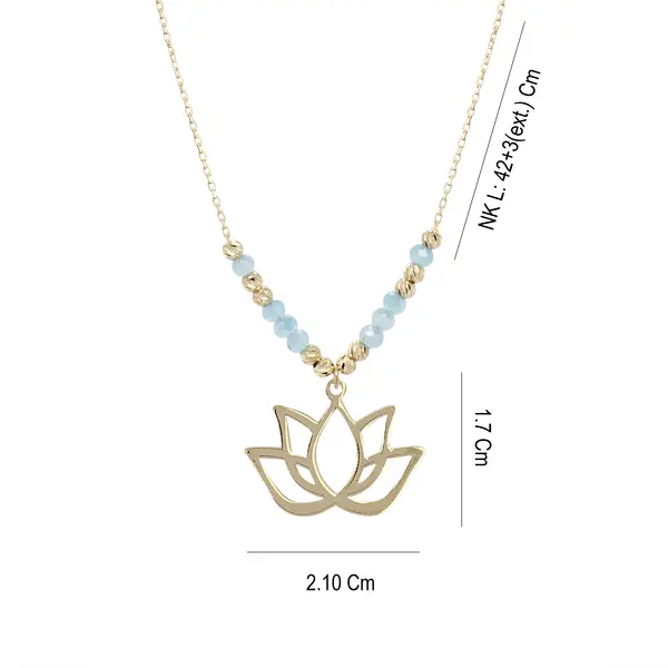 NATURA NECKLACE WITH 8 LITE BLUE CRYSTAL AND LOTUS PENDANT