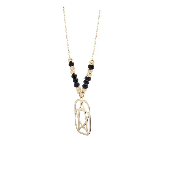 NATURA NECKLACE WITH 8 BLACK CRYSTAL AND MODERN STAR PENDANT