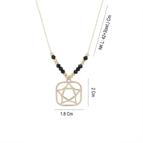 NATURA NECKLACE WITH 8 BLACK CRYSTAL AND MODERN STAR PENDANT
