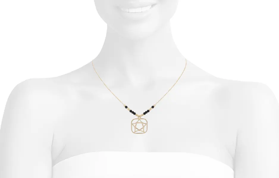 NATURA NECKLACE WITH 8 BLACK CRYSTAL AND MODERN STAR PENDANT