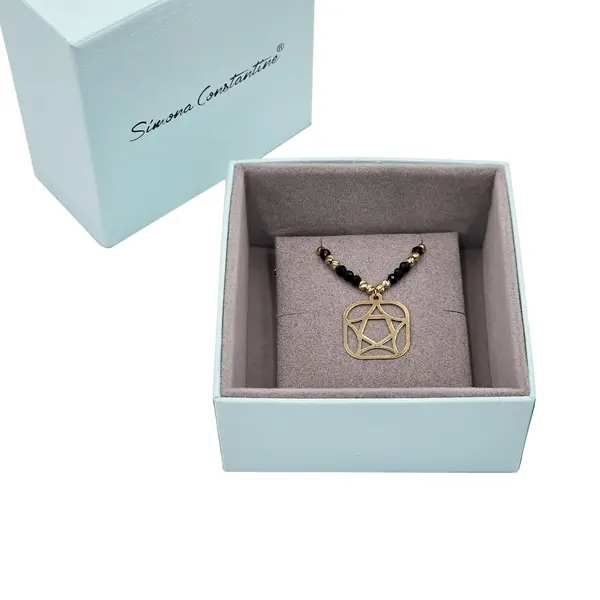 NATURA NECKLACE WITH 8 BLACK CRYSTAL AND MODERN STAR PENDANT