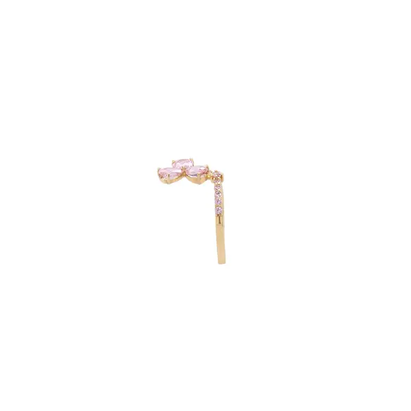 NATURA 3 PETAL FLORAL RING WITH 3 PEAR SHAPED PINK AND SMALL STONES