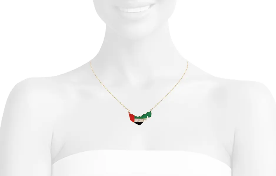 UAE NATIONAL DAY NECKLACE WITH ENAMEL AND ZIRCONIA STONES