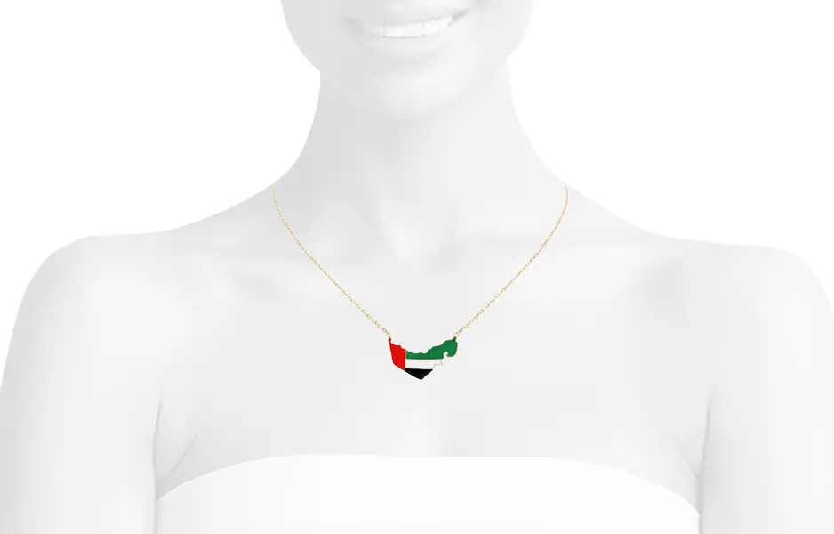 UAE NATIONAL DAY GOLD NECKLACE WITH ENAMEL