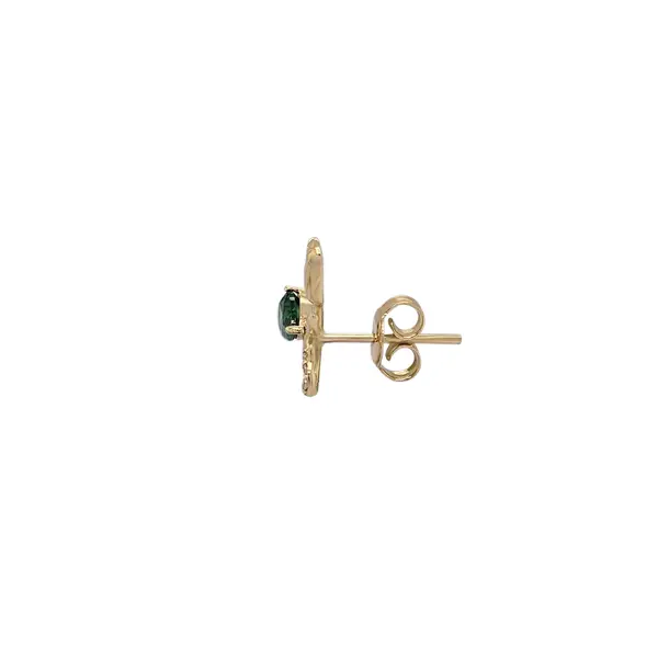 NATURA EARRINGS WITH GOLD FLOWER AND GREEN PEAR CUT CZ