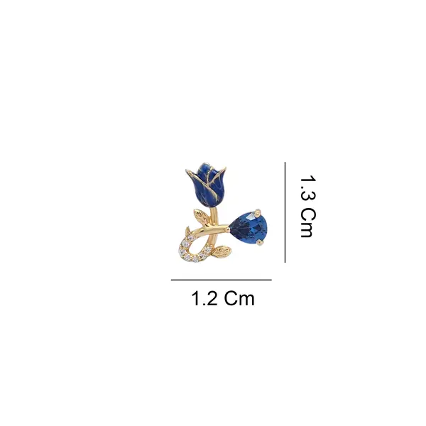 NATURA EARRINGS WITH BLUE ENAMEL FLOWER AND BLUE PEAR CUT CZ
