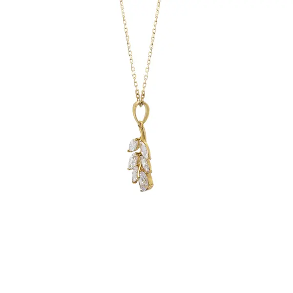 NATURA NECKLACE WITH LEAFY BRANCH WHITE STONE PENDANT