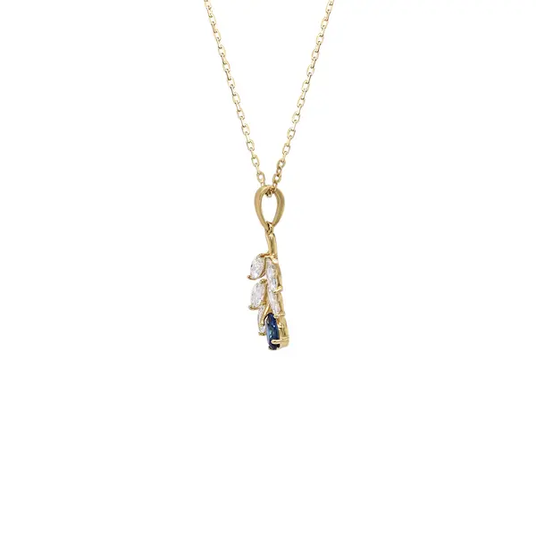 NATURA NECKLACE WITH LEAFY BRANCH WHITE AND BLUE STONE PENDANT