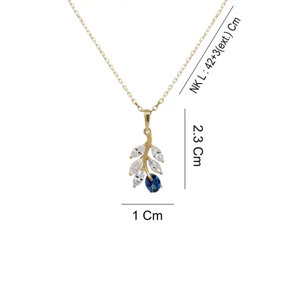 NATURA NECKLACE WITH LEAFY BRANCH WHITE AND BLUE STONE PENDANT
