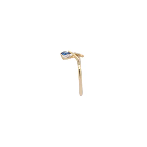 NATURA RING WITH LEAFY BRANCH WHITE AND BLUE STONE