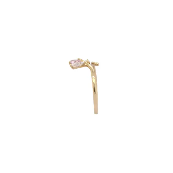 NATURA RING WITH LEAFY BRANCH WHITE AND PINK STONE