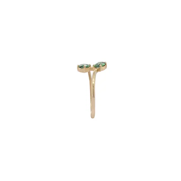 NATURA BYPASS RING WITH OVAL GREEN ZIRCONIA STONES