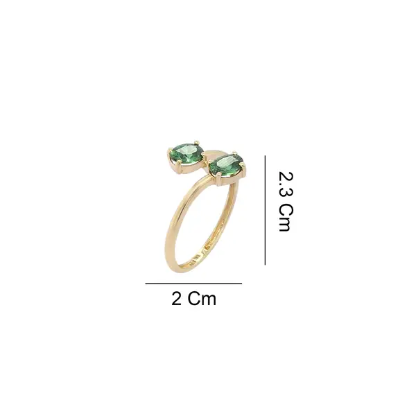 NATURA BYPASS RING WITH OVAL GREEN ZIRCONIA STONES