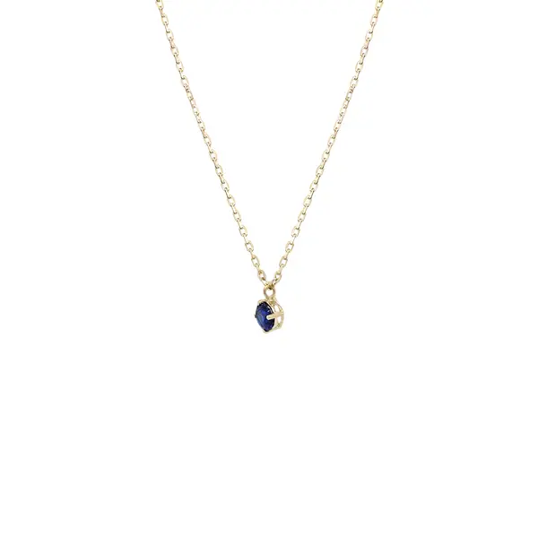 SOLITAIRE NECKLACE 4MM BLUE Y/G