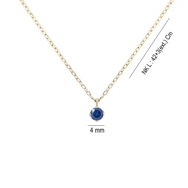 SOLITAIRE NECKLACE 4MM BLUE Y/G