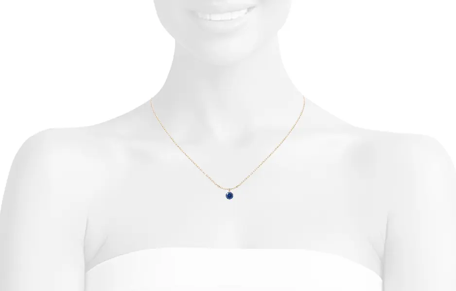 SOLITAIRE NECKLACE 4MM BLUE Y/G