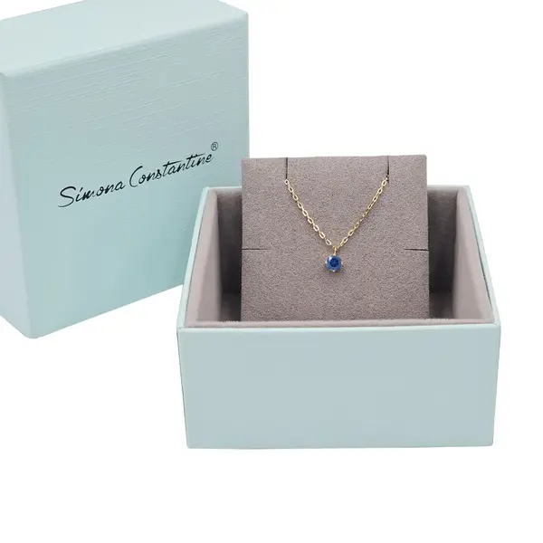 SOLITAIRE NECKLACE 4MM BLUE Y/G