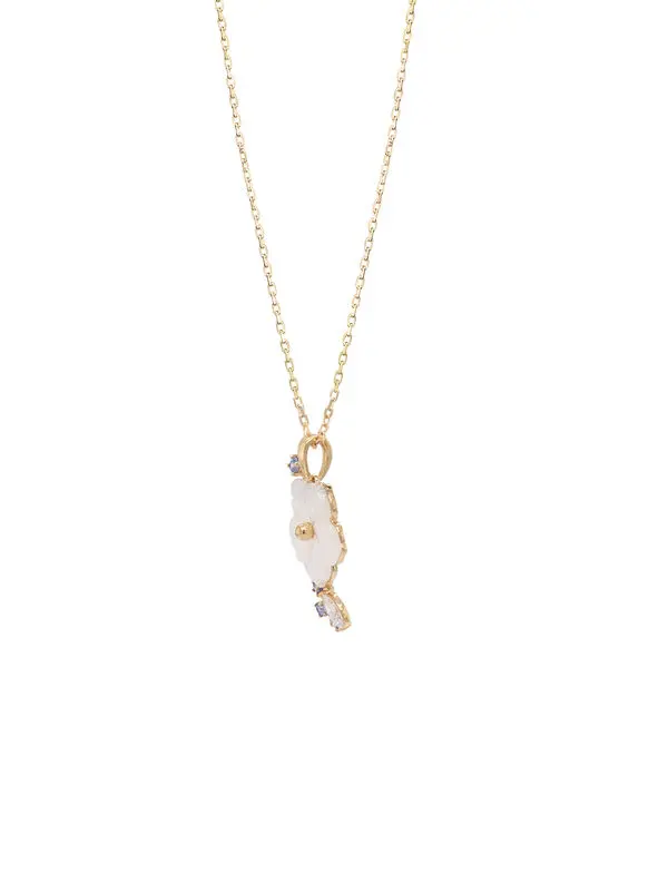 NATURA NECKLACE FLOWER WITH LEAF BLUE