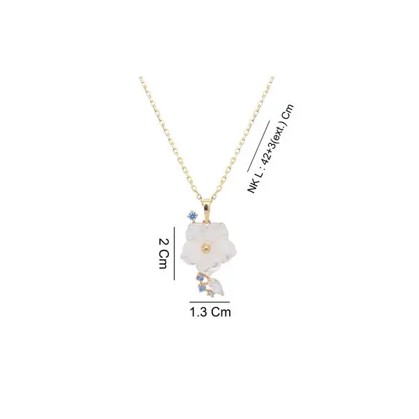 NATURA NECKLACE FLOWER WITH LEAF BLUE