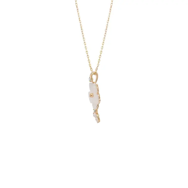 NATURA NECKLACE FLOWER WITH LEAF WHITE ZIRCONIA