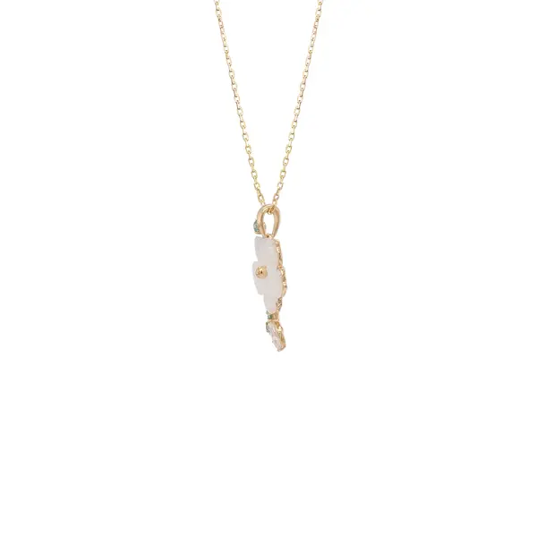NATURA NECKLACE FLOWER WITH LEAF GREEN ZIRCONIA