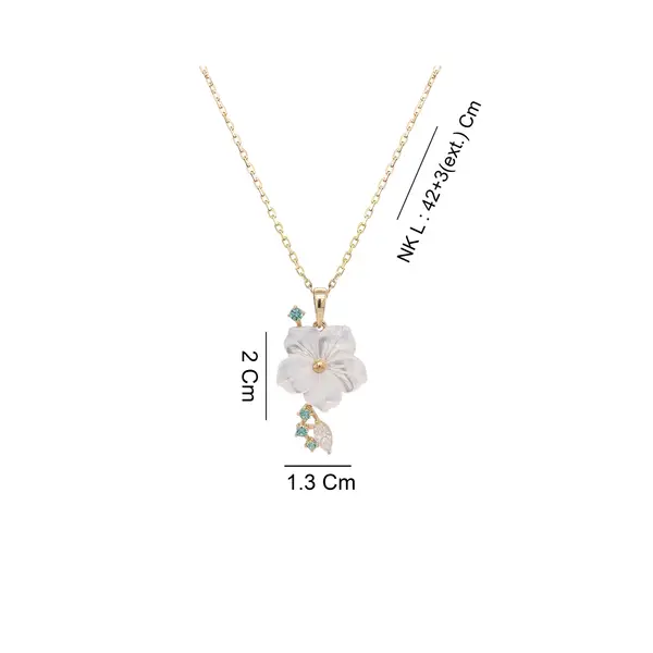 NATURA NECKLACE FLOWER WITH LEAF GREEN ZIRCONIA