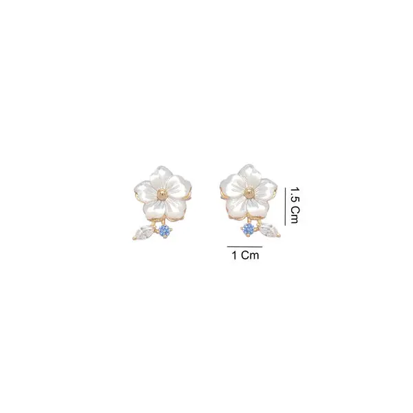 NATURA EARRINGS FLOWER WITH LEAF BLUE
