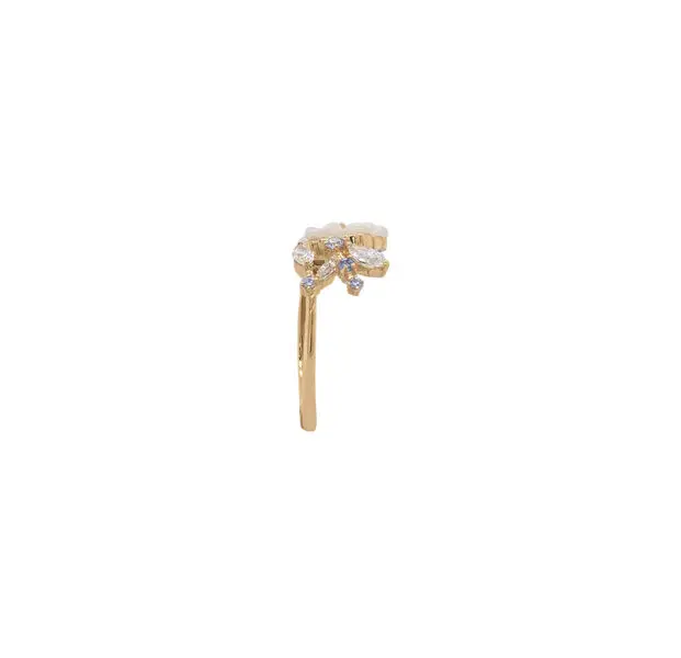 NATURA RING FLOWER WITH LEAF BLUE