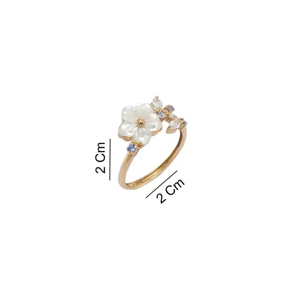 NATURA RING FLOWER WITH LEAF BLUE