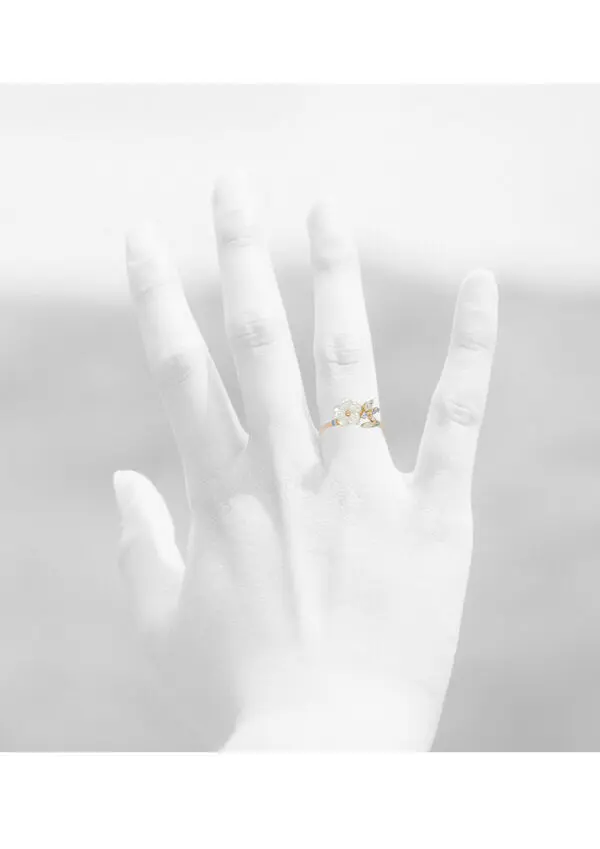 NATURA RING FLOWER WITH LEAF BLUE