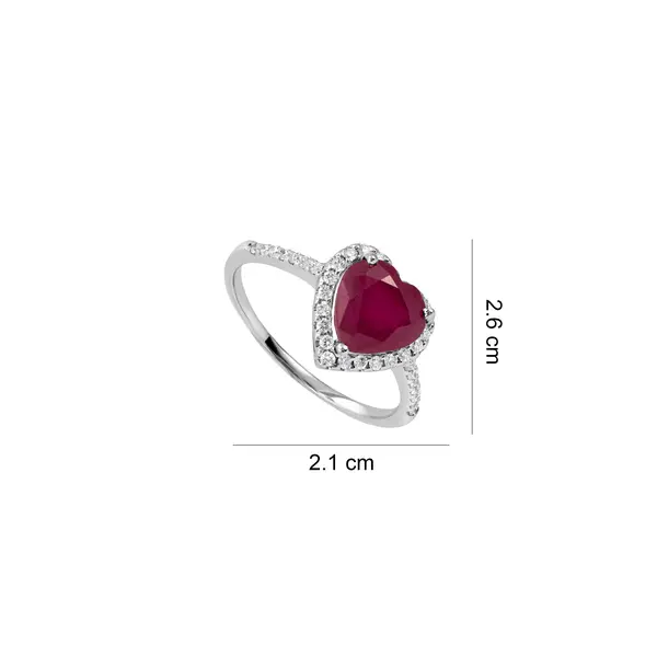 DIAMOND RING HEART SHAPED WITH RUBY