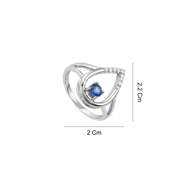 DIAMOND RING PEAR SHAPED WITH BLUE SAPHIRE