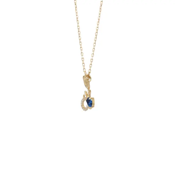 NATURA NECKLACE WITH BLUE FLOWER AND BLUE PEAR CUT CZ