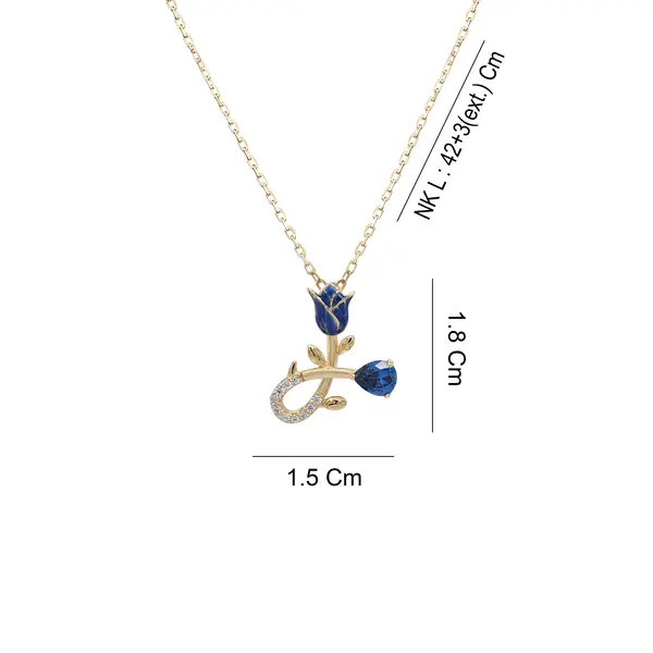 NATURA NECKLACE WITH BLUE FLOWER AND BLUE PEAR CUT CZ