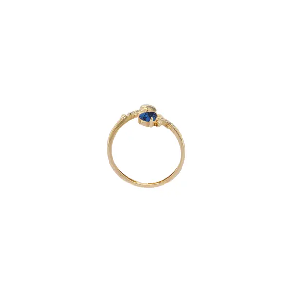 NATURA RING WITH BLUE FLOWER AND BLUE PEAR CUT CZ