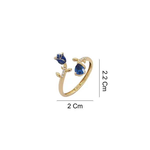 NATURA RING WITH BLUE FLOWER AND BLUE PEAR CUT CZ